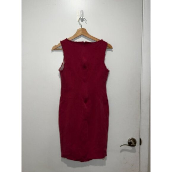 Fendi Red Sleeveless Frayed Hem Bodycon Crew Neck Pullover Women's Dress Size 40 - Picture 4 of 10